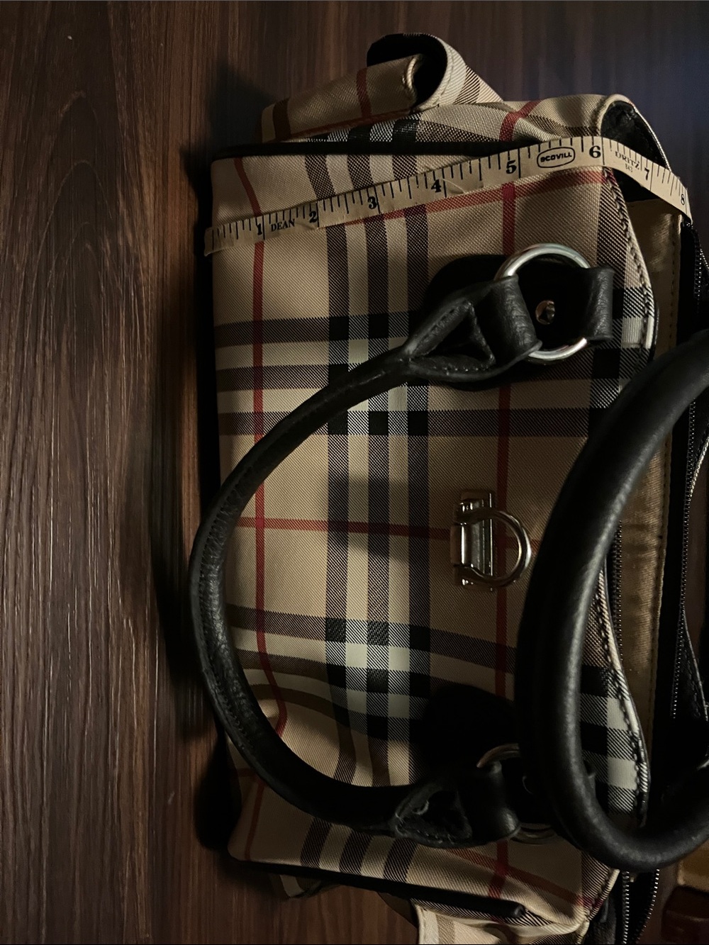 Classic Plaid Satchel Handbag in Beige - Picture 12 of 16